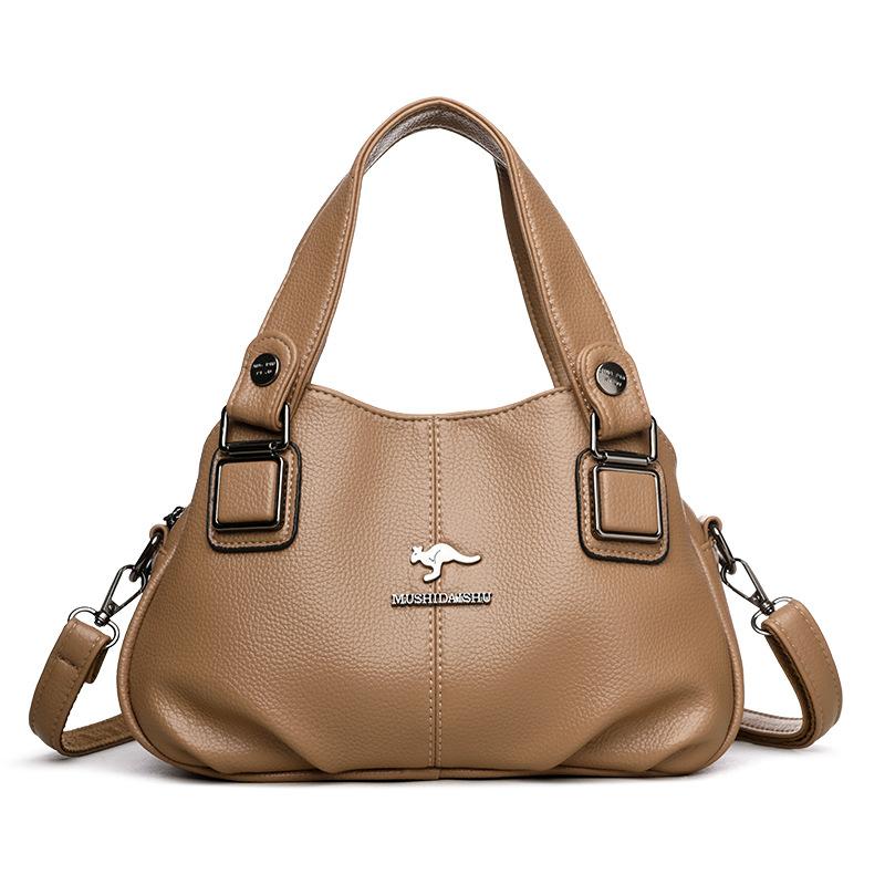 

Сумка для матери, женская сумка среднего возраста, мягкая кожаная сумка через плечо хаки