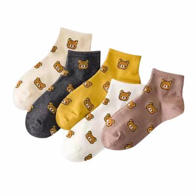 Neue Damenmode Sommer Niedliche Cartoon Bär Kurze Knöchelsocken Mädchen Tier Atmungsaktive Socken Dropship