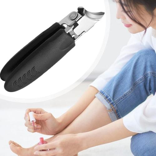 Angled Nail Clipper - Wide Jaw Anti-Splash Nail Cutter, Stainless Steel Ergonomic Curved Design, Multifunctional Toenail Trimmer for Home and Travel