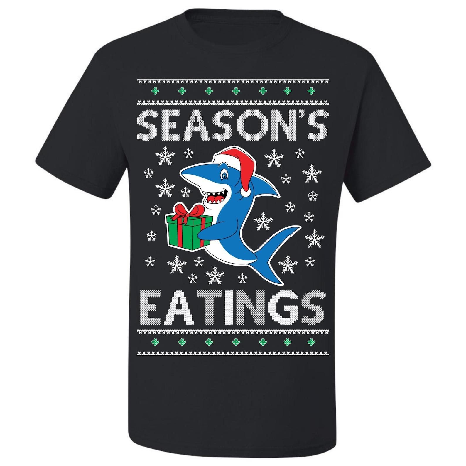 Ugly Christmas T-Shirt Seasons Eatings Tee Shirt 3XL