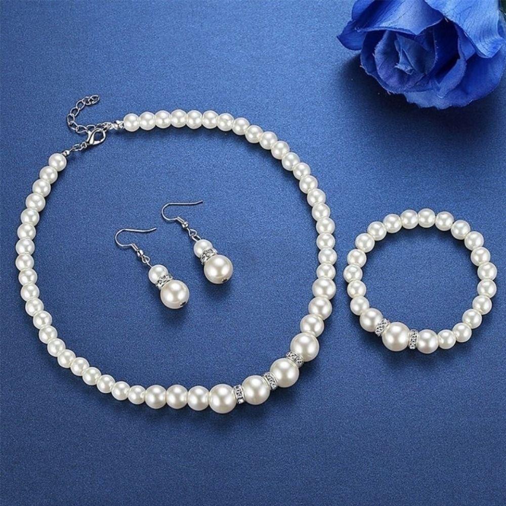 Simulated Pearl Women's Pearl Jewelry Set Shiny Bridal Jewelry Accessories Anniversary Party