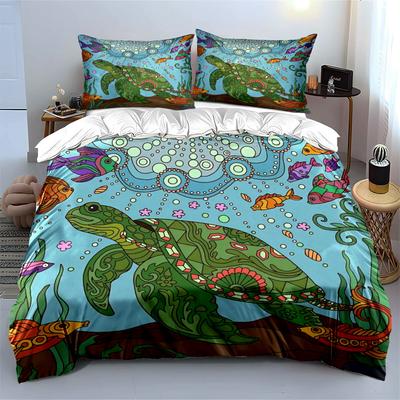 Sea Turtle Art Decor Set Soft Comfortable Duvet Cover Bedding Set Included 1*Duvet Cover & 2*Pillowcases, Gift