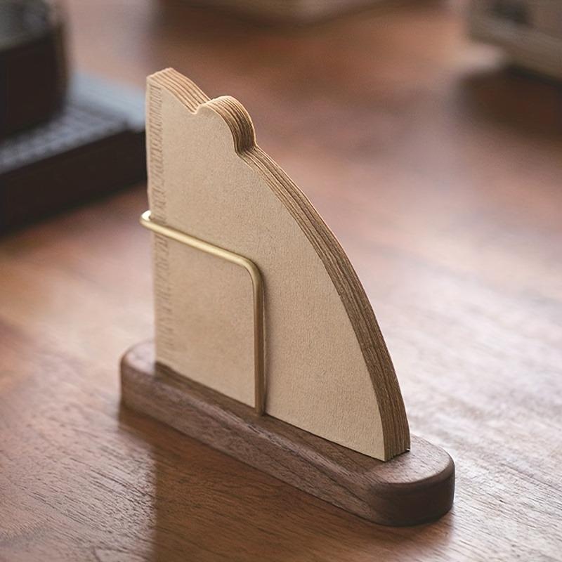 Walnut Filter Paper Rack Holder Coffee Accessories Stand Capacity of 60 Pcs Paper Storage for Fan Shape V Shape