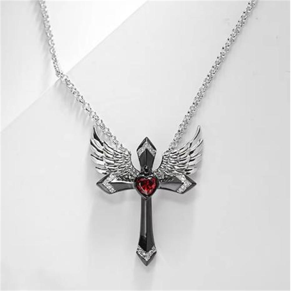 New Blood Red Gothic Inverted Cross Pendant Necklace Jewelry European and American Punk Style Cross Jewelry