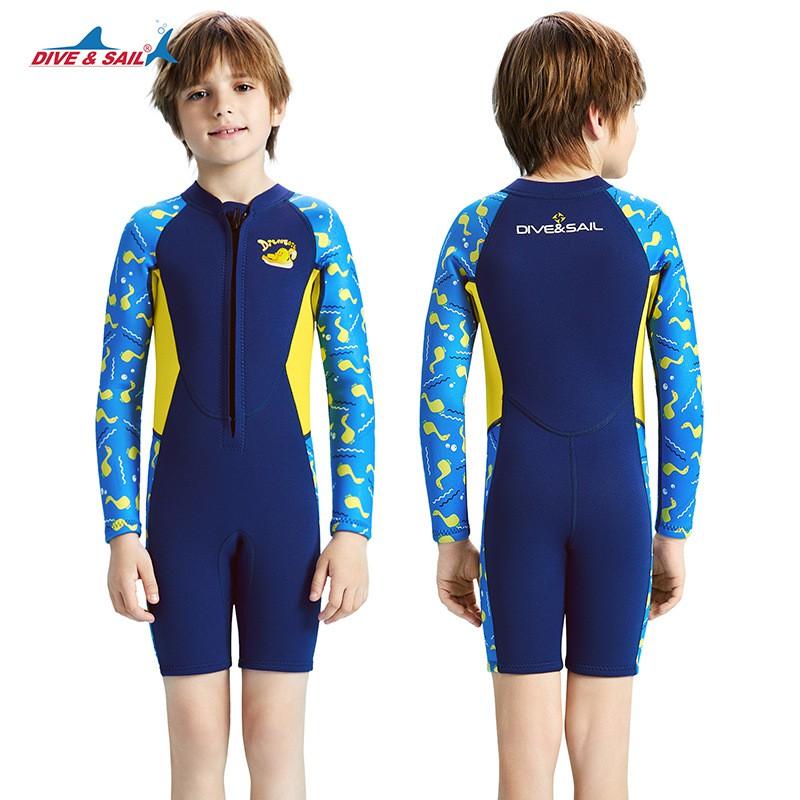 Children's Diving Suit 2.5MM One-piece Long-sleeved Shorts Warm Boys Snorkeling Surfing Cold-proof Jellyfish