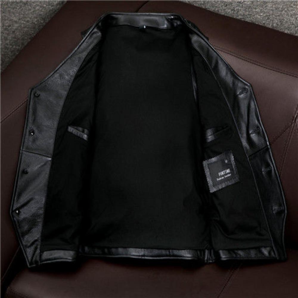The First Layer of Pure Cowhide Leather Vest Short V-neck Leather Vest Slim-fitting Leather Vest Casual