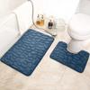 2Pcs/Set Bathroom Floor Mat Stone Embossed Pattern Anti-Slip Bottom Bathroom Rug Extra Thick Absorbent Bath Mat