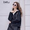 betu Women's 2025 Autumn Two-Tone Drawcord Zip-Front Hoodie