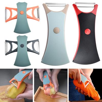 Obstschäler 2-in-1 Multifunktions-Küchenreibe für Obst Gemüse Doppelkopf Gemüse Kartoffelschäler Effizient