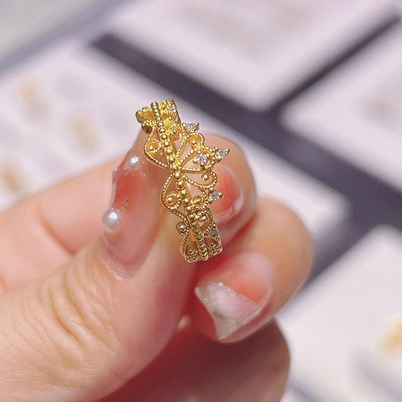 

Элегантное женское кольцо во французском стиле, дизайн короны, помолвочные кольца с кубическим цирконием resizable золотой