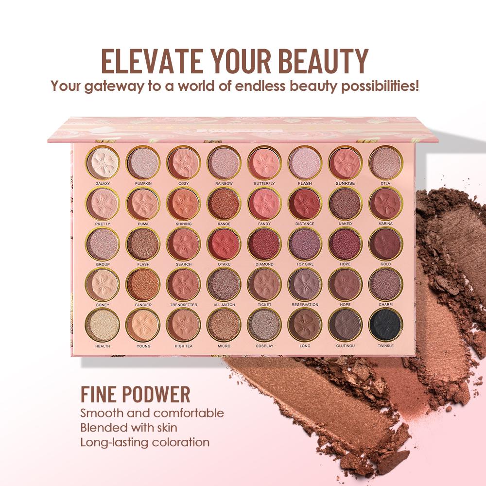 JULYSTAR 40 Colors Eyeshadow Palette, Romantic Pink Rose Matte Shimmer Eye Shadow Pallete, Long Lasting Nude Earth Tone