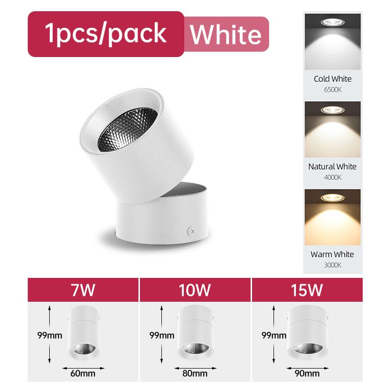 

Светодиодный потолочный светильник, складной потолочный точечный светильник, светодиодный светильник, направленный вниз, 220 В, 7/10/15 Вт, точечный светильник, потолочный светильник для домашнего декора спальни, блестящее освещение 7W&Natural Light