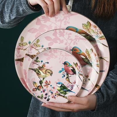 European Dining Plate Jungle Bird Style Ceramic Plate Home Dining Table Beef Steak Plates Snack Dishes Breakfast Cake Dish