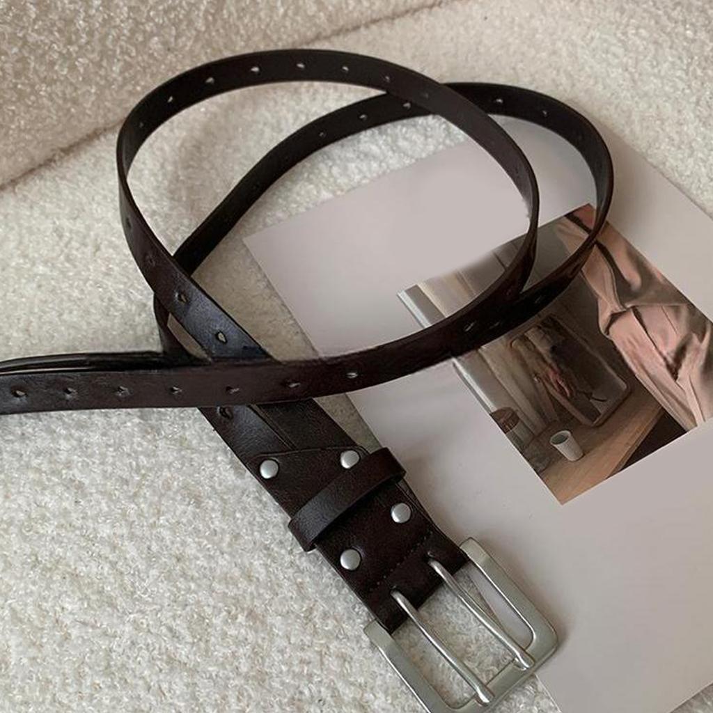 Simple Waist Belt for Male Female Casual Pin Buckles Belt with Double Row Wide Belt for Jeans Pants Street Wear Accessory