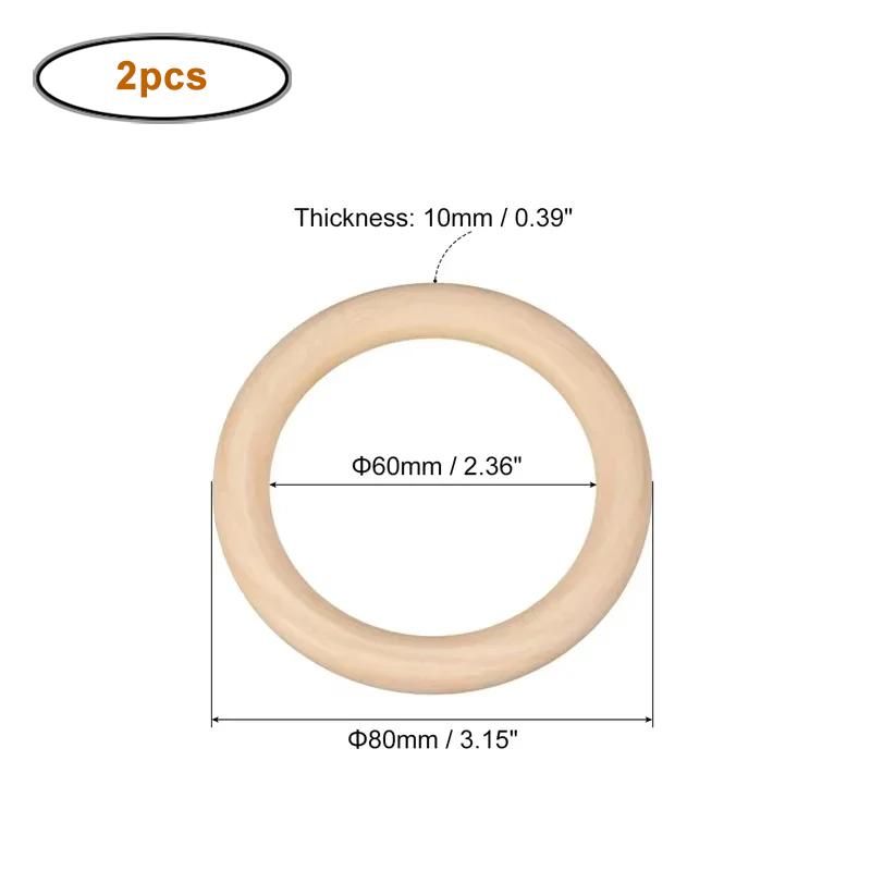 15-100mm Natural Unfinished Solid Wood Rings Smooth Wood Circles for DIY Craft, Ring Pendant Connector, Jewelry Making and Decor