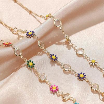 Mask Lanyard Daisy Fashion Bohemian Mask Rope Anti-lost Inlay Sunglasses Lanyards Necklace Flower Multifunctional