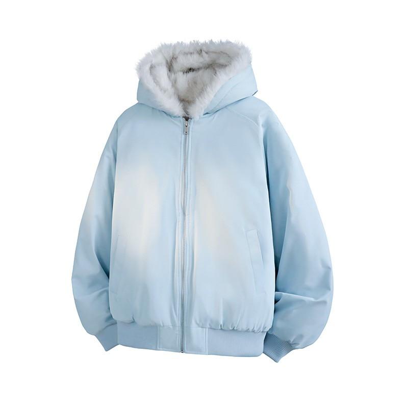 2026 Winter Sherpa Collar Parka Couples Warm Hooded Cotton Coat Trendy Jacket
