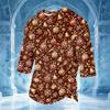Men's Casual Christmas 3/4 Sleeve T-Shirt with Round Neck for Holiday Festive Wear