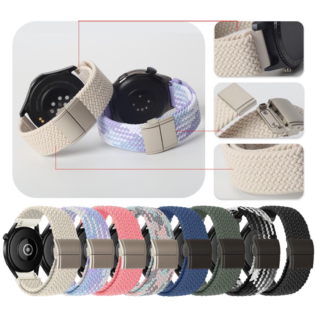 Cinturino Magnetico in Nylon alla Moda da 18/20/22mm per Garmin Venu 4/3/Forerunner 265/Amazfit GTR 4/GTS 4/Bip 5/6/T-Rex 3 Fascia di Ricambio