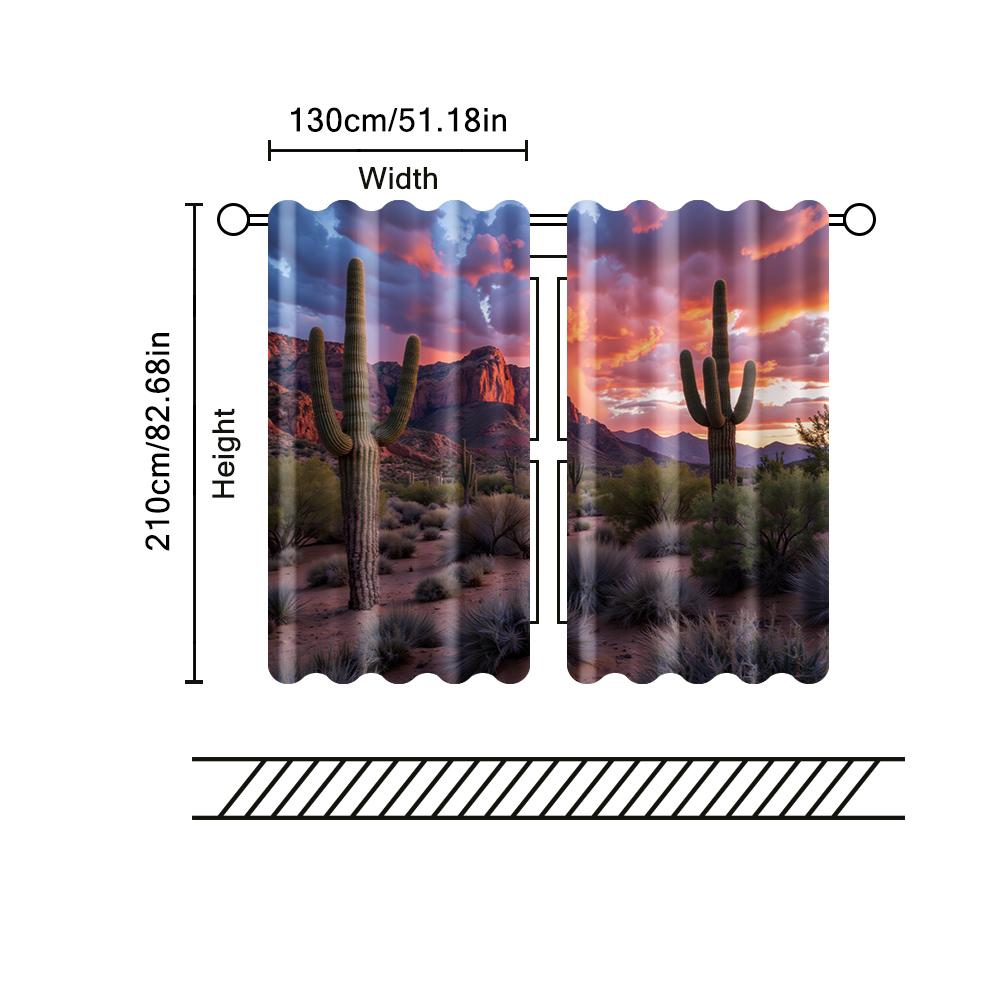2 Pcs, Filtering Curtains (excluding Rods, Non-movable, Without Batteries) High-Quality Desert for Use In Bedrooms and Living