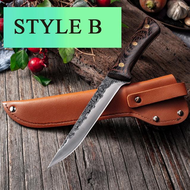 

Нож для обвалки с крышкой Нож шеф-повара Кухонный нож из кованой нержавеющей стали Фрукты Рыба Овощи Нож мясника B