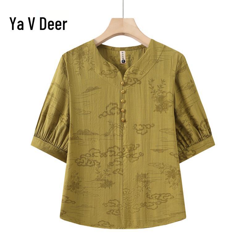 

Yalu Women s Summer V-Neck Short Sleeve Blouse XL