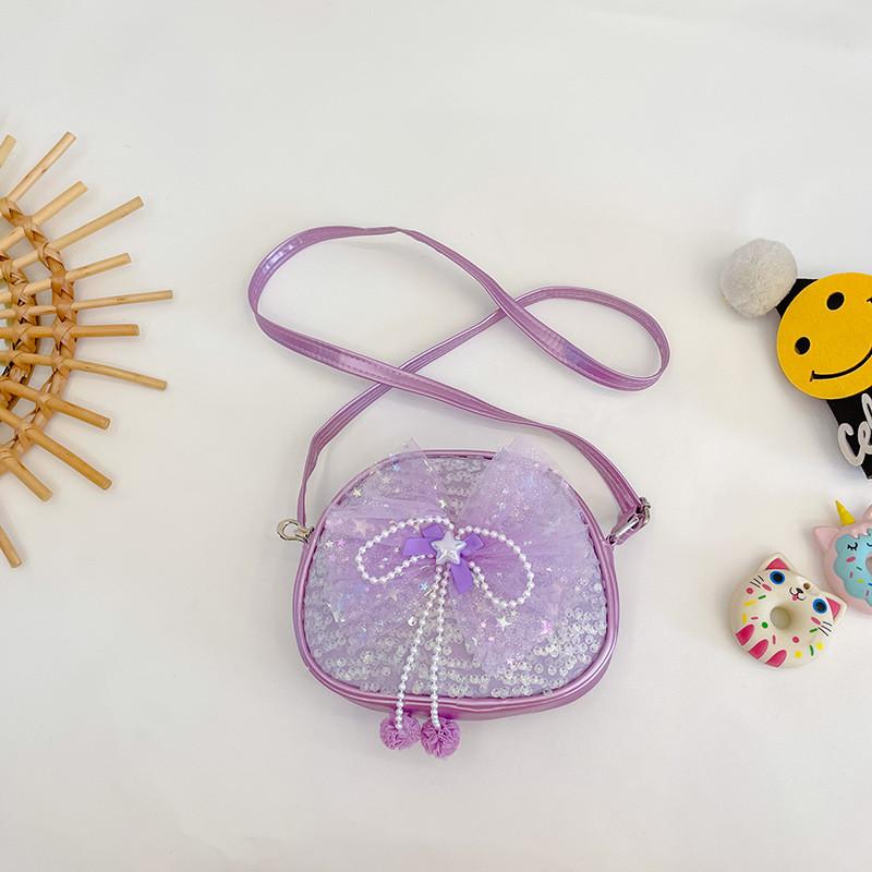 Adorable Ins Children's Bag Fashionable Cute Bow Sequin Little Round Bag For Kids