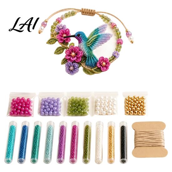 Quiet Time Handcraft Activities DIY Beaded Bracelet Making Kit 3D Hummingbird Butterfly Fox Small Ornament Kit Craft Beginner-Friendly Bead