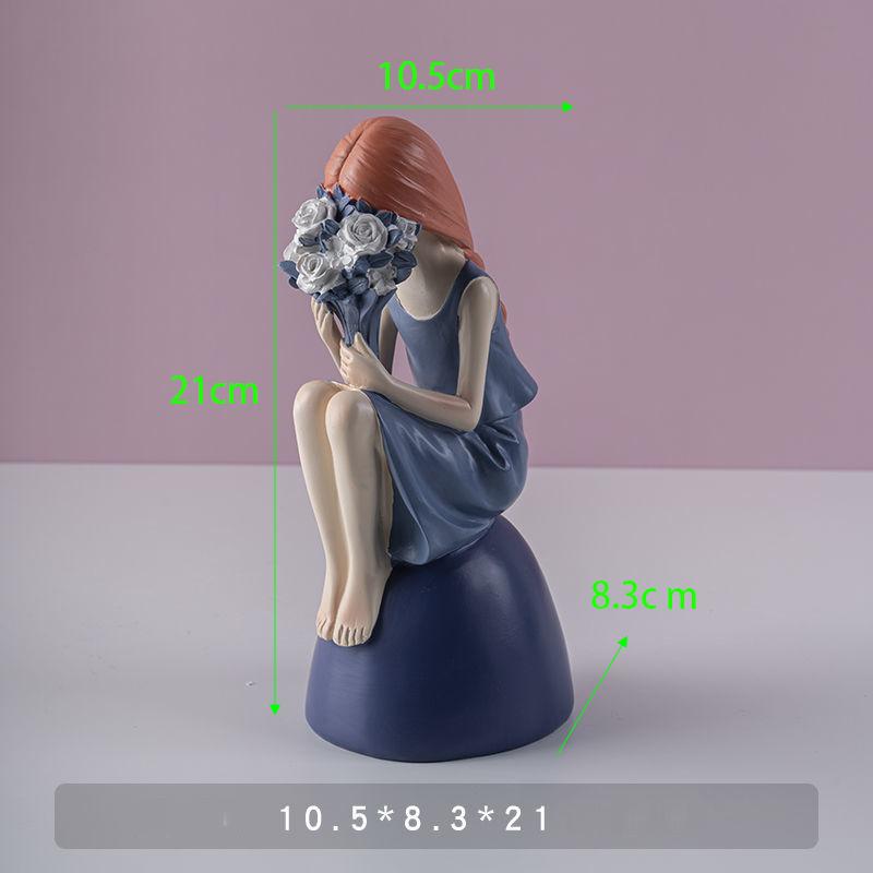 Nowoczesna żywica słodka dziewczyna balonowa statua akcesoria dom salon figurki pulpit dekoracja regał szafka rzeźba rzemiosło