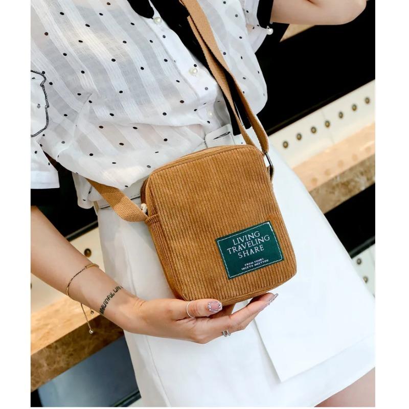 Fashion Women Corduroy Crossbody Messenger Bag Shoulder Bags Ladies Casual Handbag for Women
