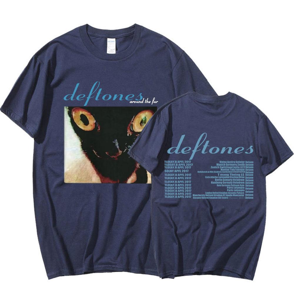 

Модная футболка Deftones Around Футболка Хип-хоп рок-группа The Fur Tour Группа Концерт Футболки с графикой кошки Плотный хлопок Оверсайз футболка 4XL