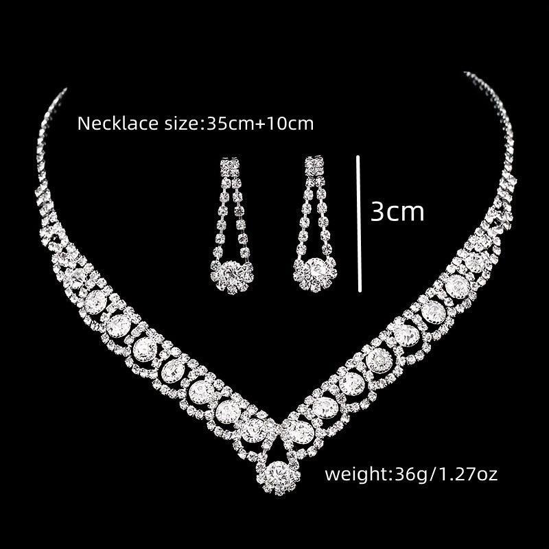 Fashion Bridal Jewelry Necklace Earrings Set Bright Rhinestone Clavicle Necklace Ladies Jewelry