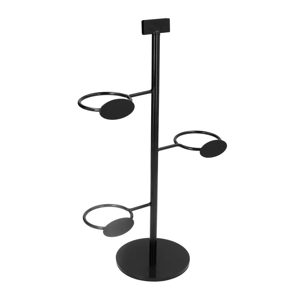 Cup Holder 3 Holes Black Appearance Iron Material Simple Stylish Cup Display Stand for Party