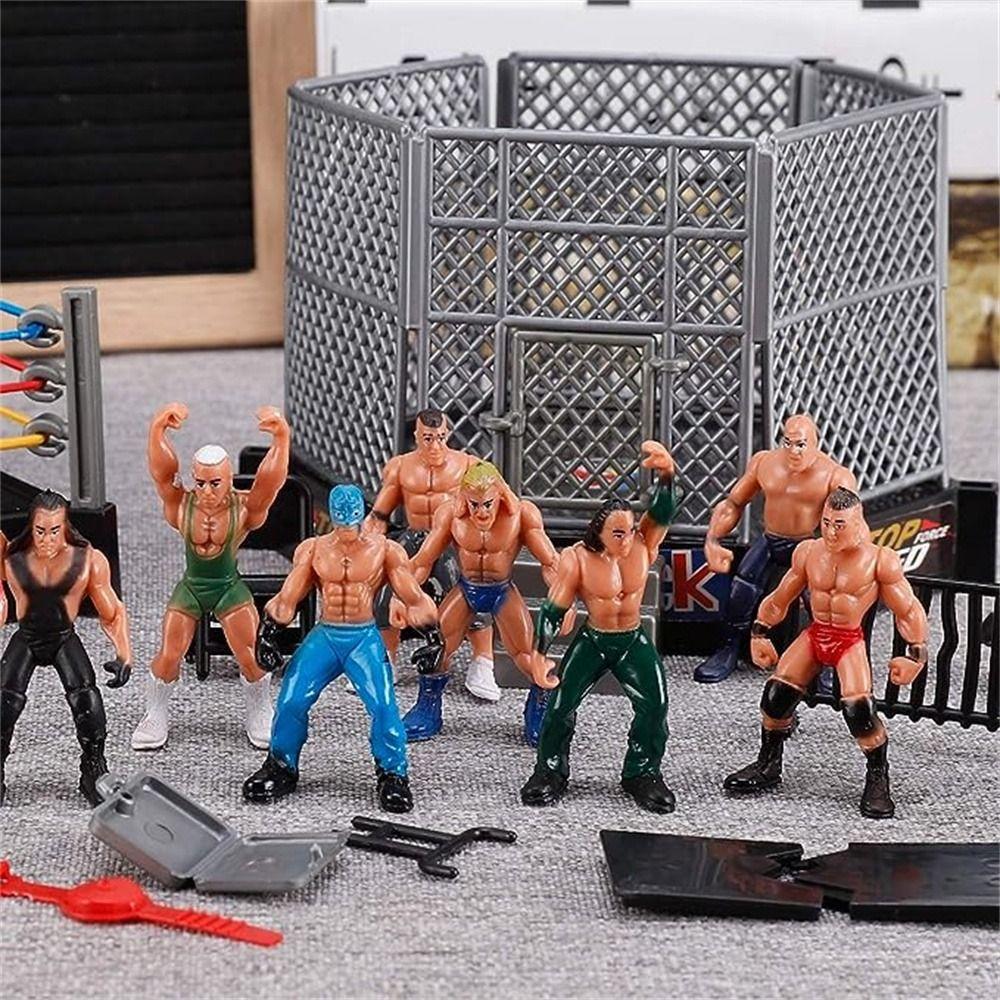 Arena Cage Wrestling Toys Fighting Station Gladiator Model Set Wrestling Figure  Battle Game Toy