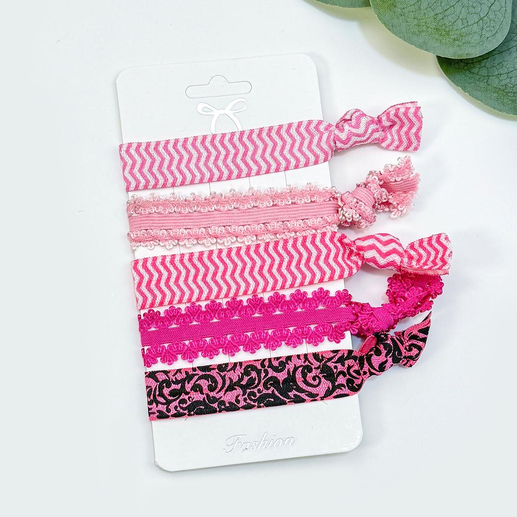5pcs/set Girls Elastic Hair Ties Cute Flower Headbands Hair Bands Print Hairbands Women Girls Ponytail Holder Hair Accessories