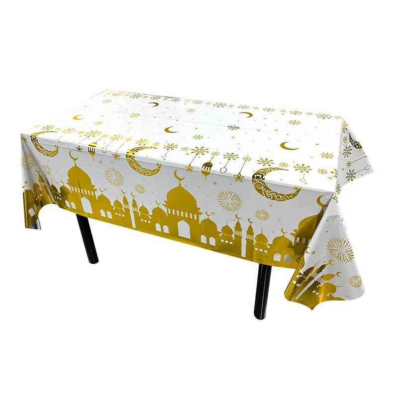 Mubarak Moon Star Foil Balloon Eid Mubarak Party Decorations Ramadan Dinner Table Decor Islamic Party Tablecloth Supplies