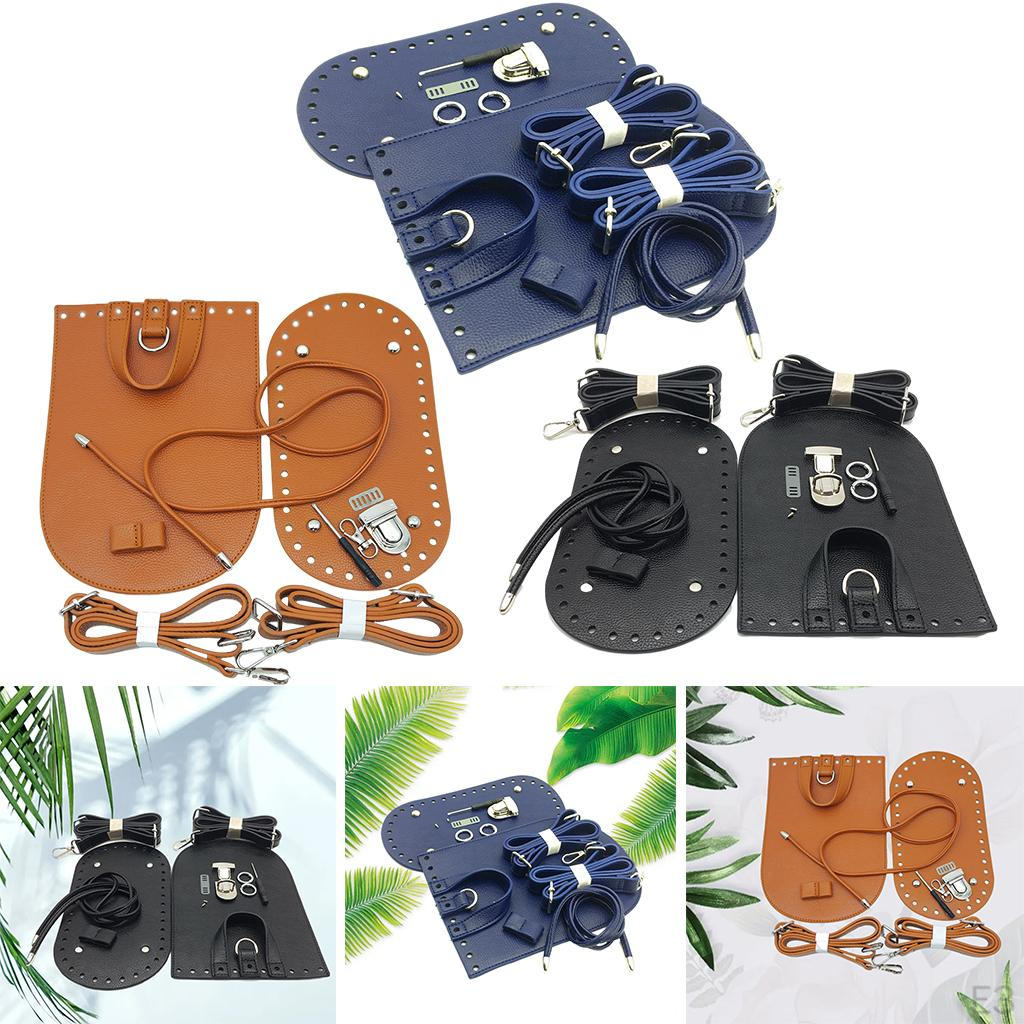 7 Pieces / Set DIY PU Leather Bag Knitting Set, Bottom Shoulder Strap Flap Cover