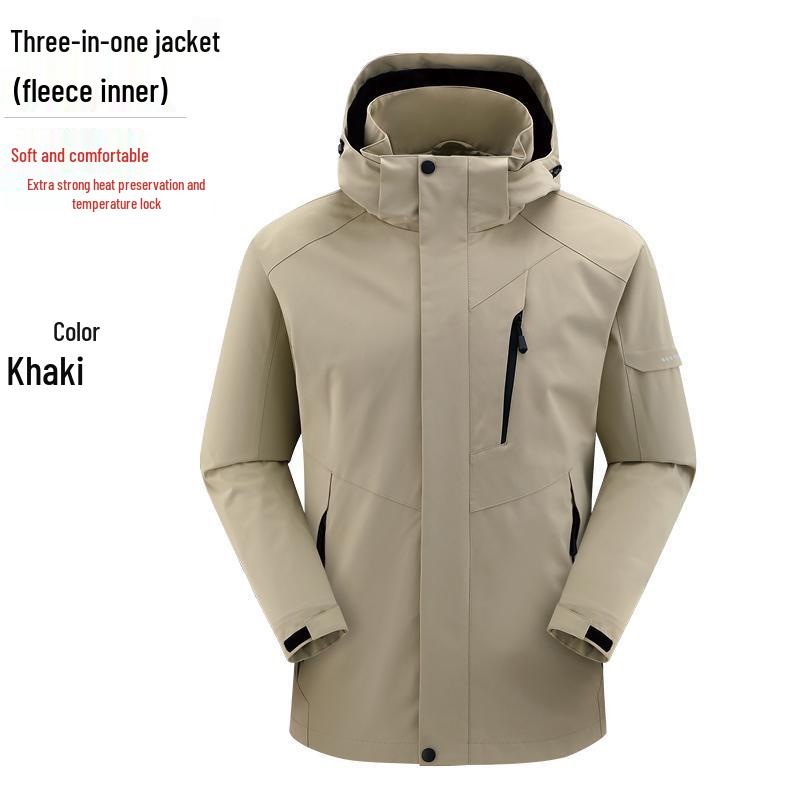 

Birdhouse Embroidered Windbreaker: Three-in-One Detachable Thick Jacket 5XL