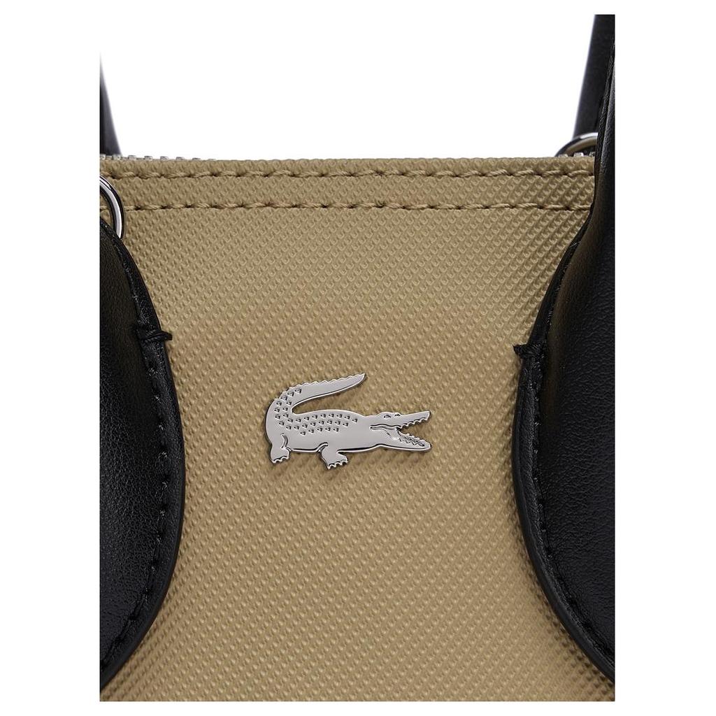 Lacoste Fashion Casual Minimalist PVC Tote Bag Shopping Bag Shoulder Crossbody Handbag Mini Women tote bags Beige Black NF4990ZP-Q31