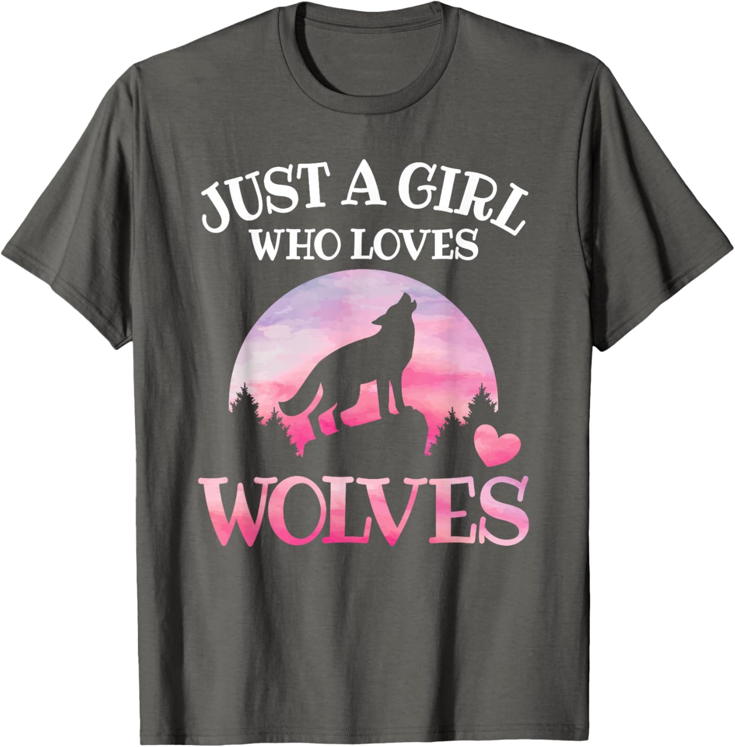

Wolf Silhouette Howling Sunset Girl Loves Wolves Graphic T-Shirt Soft Casual Cotton Tee 4XL