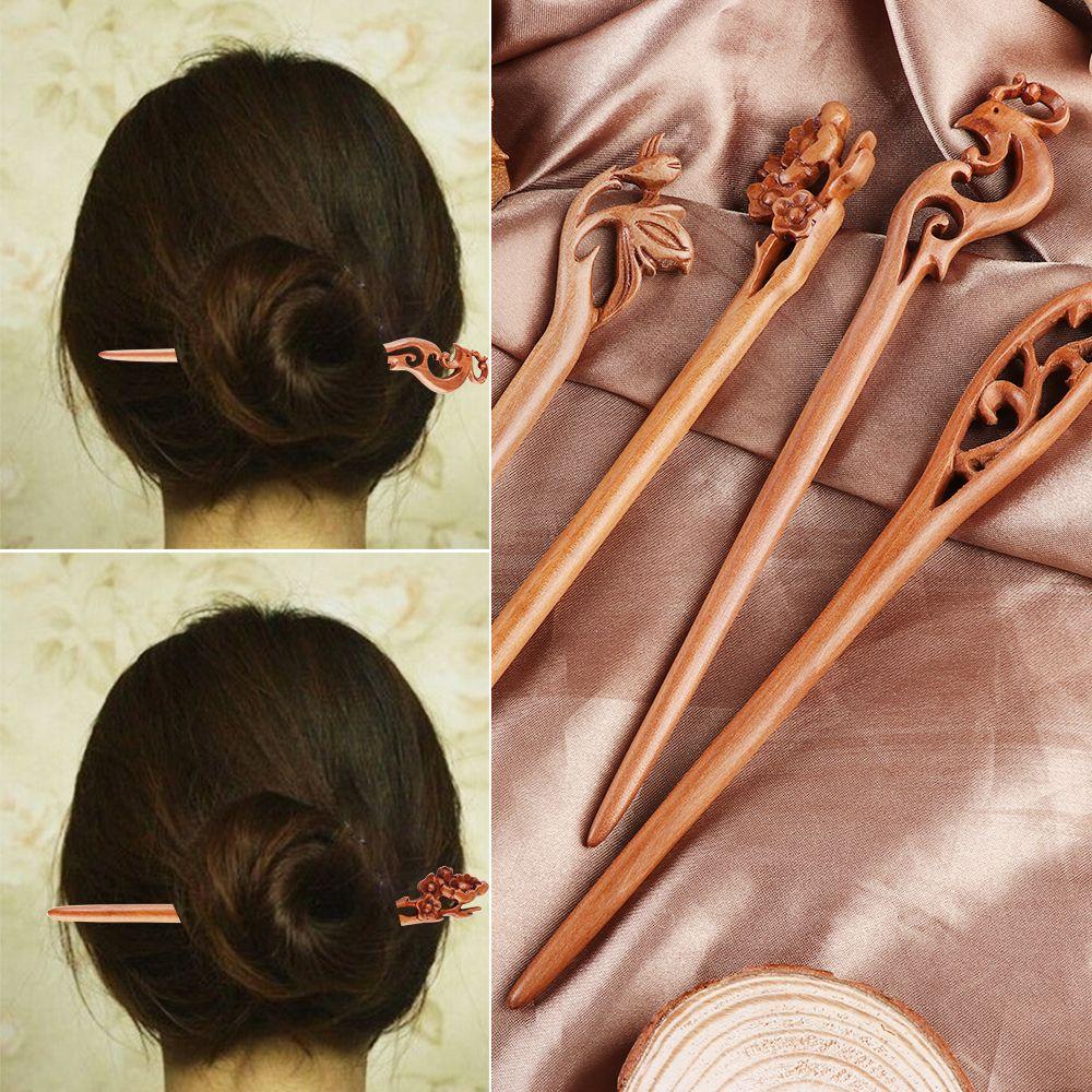 Fashion Carved Handmade Peachwood Styling Tools Chopstick Hair Stick Hair Accessories Hairpin