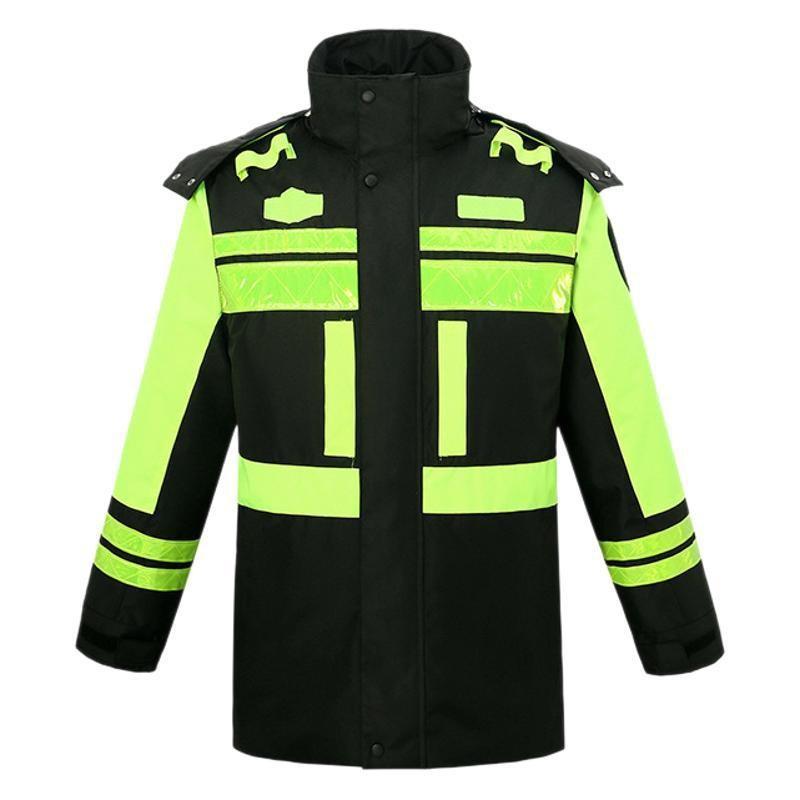 Traffic Duty Rainproof Cotton-padded Clothes Wholesale Thickened Liner Winter Cold-proof Warm Raincoat Traffic Road Administration Reflective Cotton
