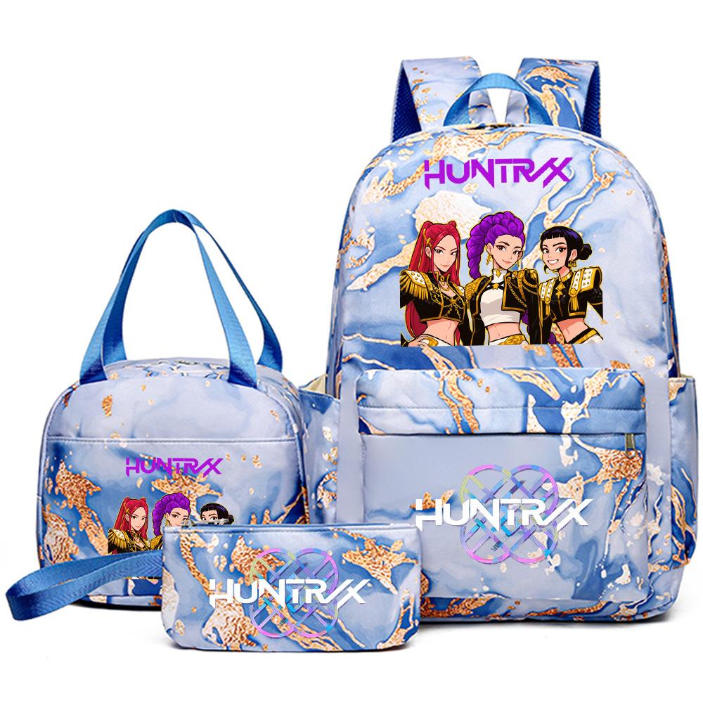 3Pcs/set Cartoon Kpop Printed Backpack with Handbag Pencil Case for Teenager Student Girl Boy Bookbag Schoolbag Women Large Capacity Travel Bag
