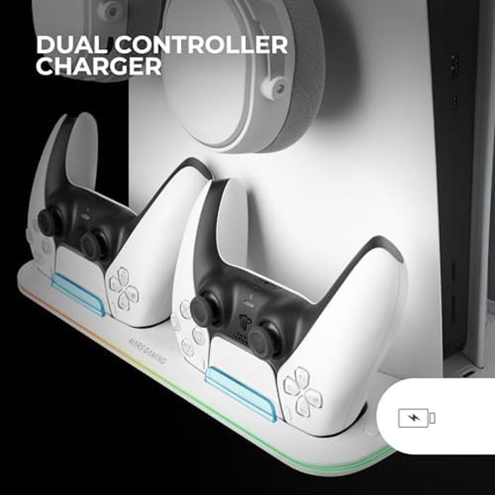 Support PS5 - MARSGAMING - MPS5-B2 - Chargeur Double Manettes - Ventilateur Silencieux - Éclairage RGB