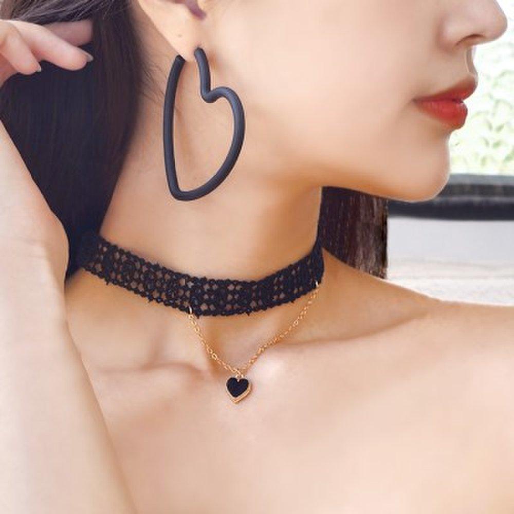 Chain Heart Lace Choker Necklace