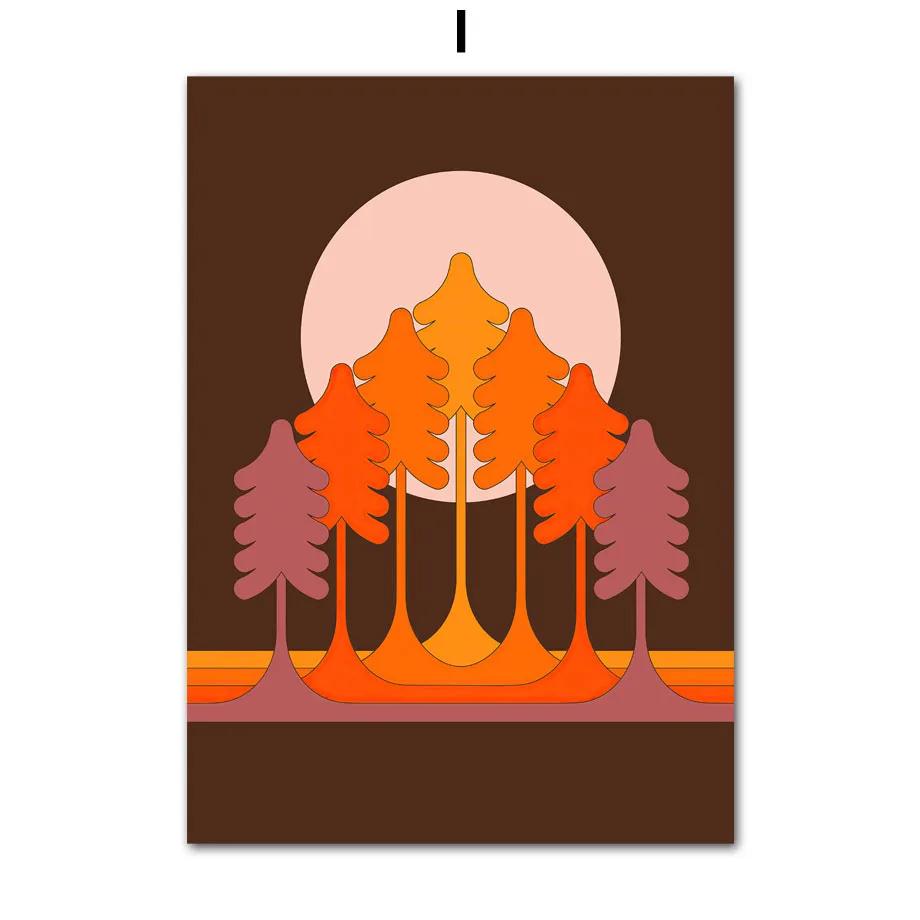 Retro 70s Stripes Art Prints, Sunset, Lip, Rainbow, Flower, Butterfly, Boho Poster, Canvas Painting, Wall Pictures, Living Room