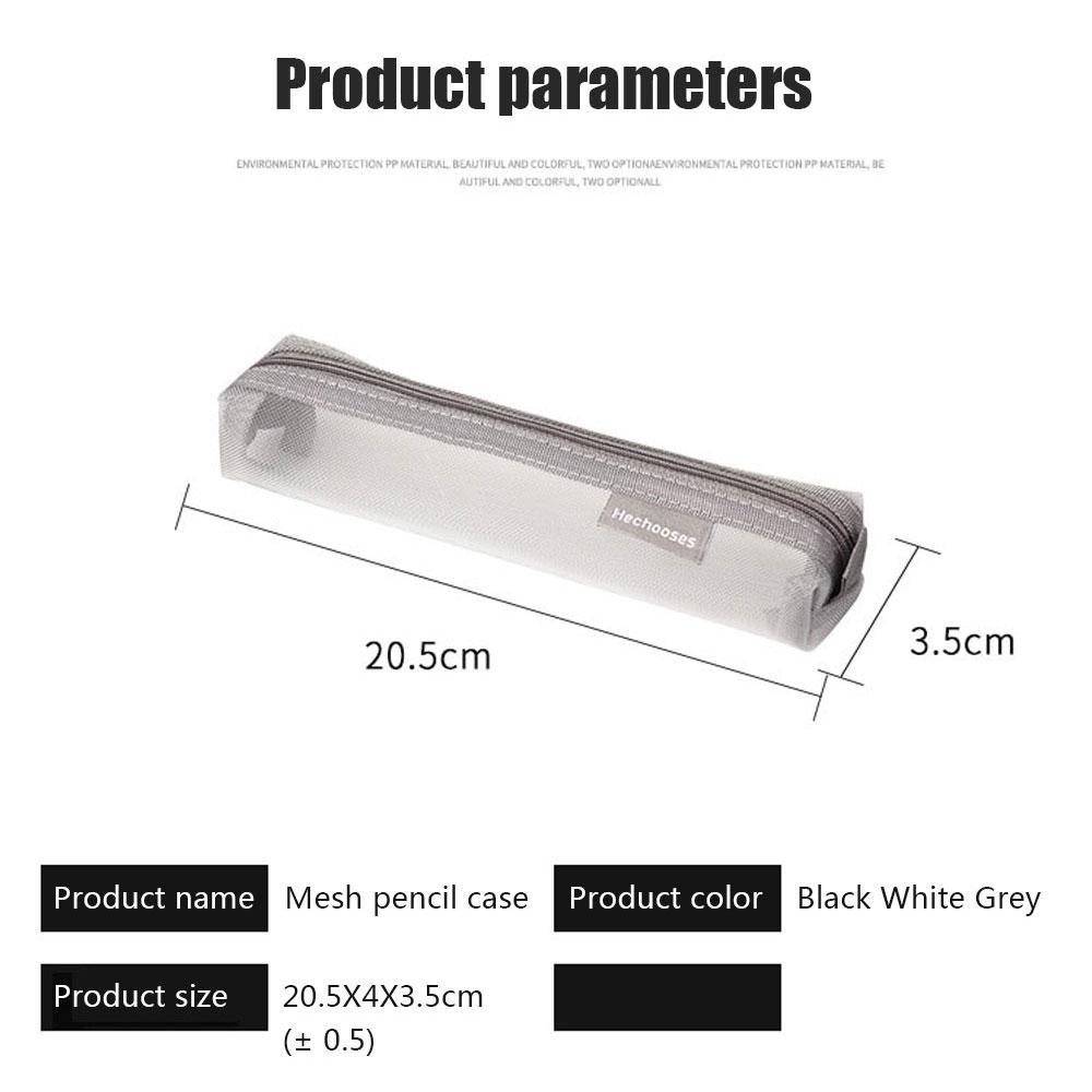Jednoduchá průhledná síťovaná taška na tužky Přenosná taška na tužky pro studentské zkoušky Mini čtvercová taška na psací potřeby