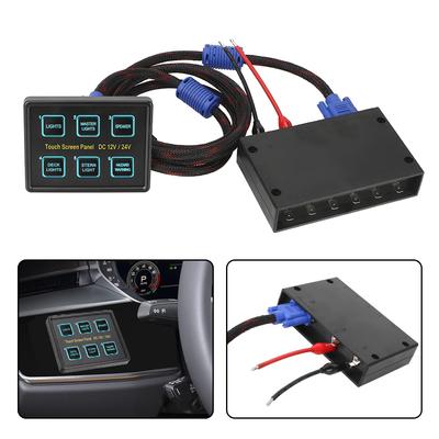 Touch Screen Switches Panel 6 Gang LED Switch Panel for Car Marine Caravan Slim Touch Circuit Control Panel Box