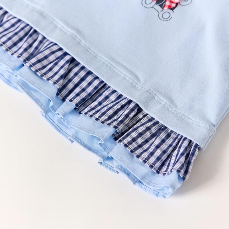 DiSa Girls' Summer Plaid Patchwork T-Shirt