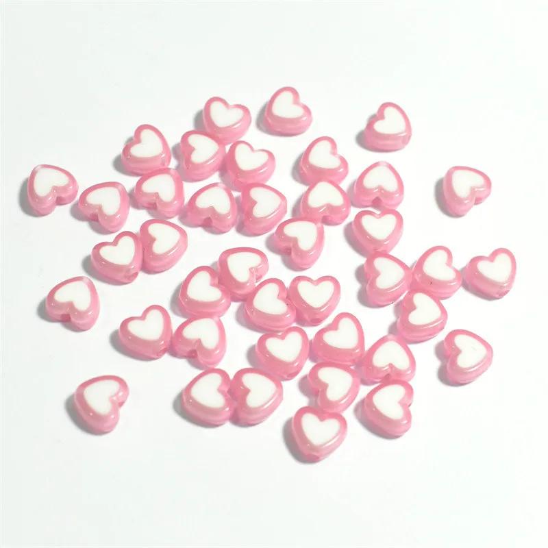 New 50pcs/lot 8x4mm Love Acrylic Bead Loose Spacer Beads for Jewelry Making DIY Handmade Clothing Accessories